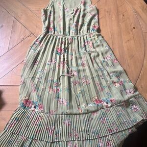 Anthropologie Floral Green Dress